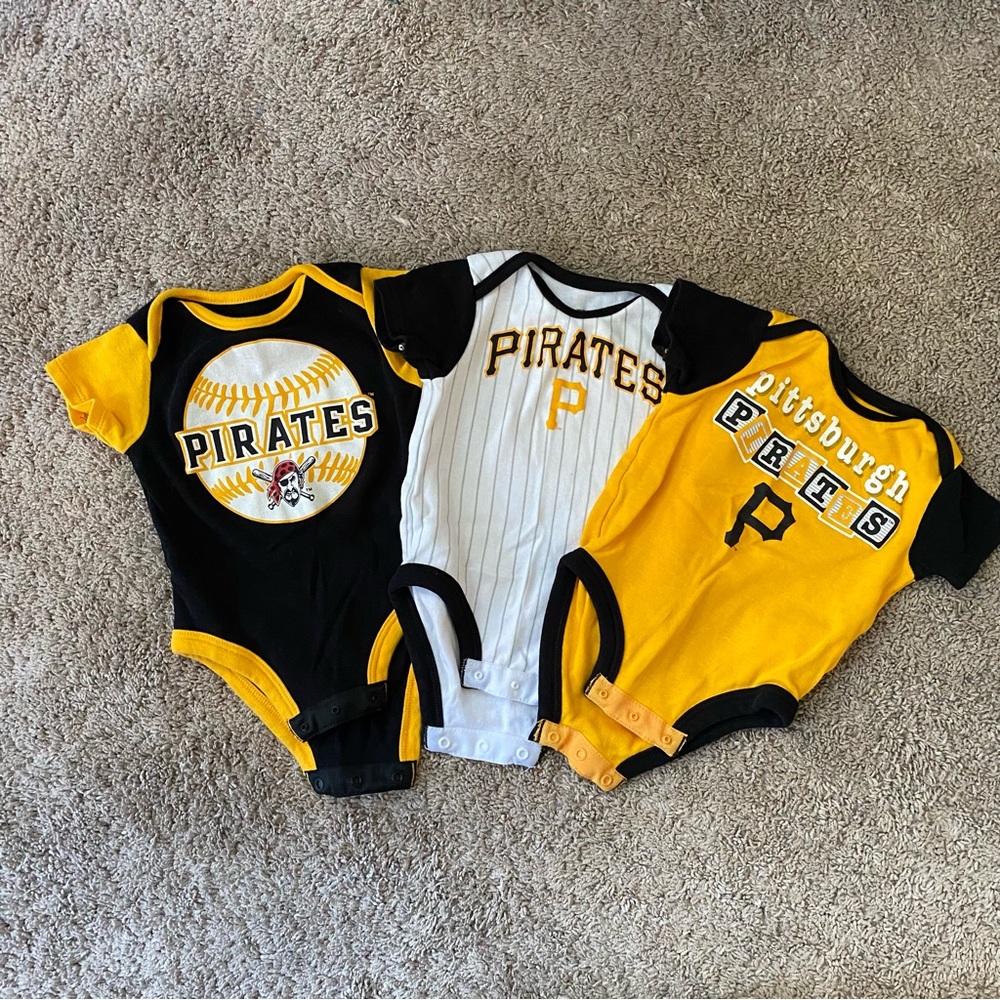 Pittsburgh Pirates Baby Bodysuit Set - Black, White & Yellow